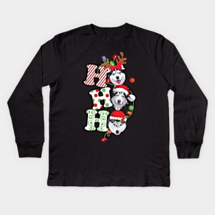 Ho Ho Ho Husky Kids Long Sleeve T-Shirt